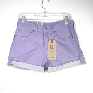 LEVI’S New 501 Jean Shorts Mid Rise Purple Denim Button Fly Pastel Retro 90s 27